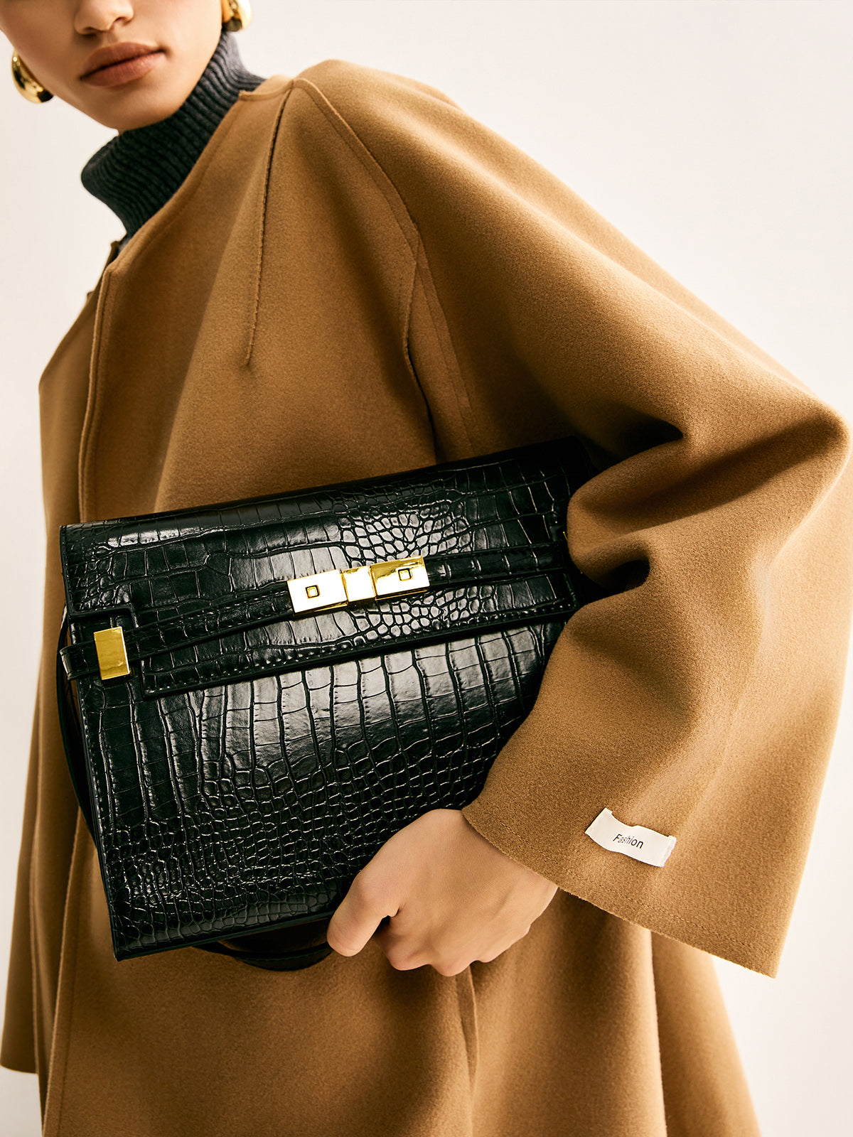 Noir Luxe Krokodil Desenli Çanta