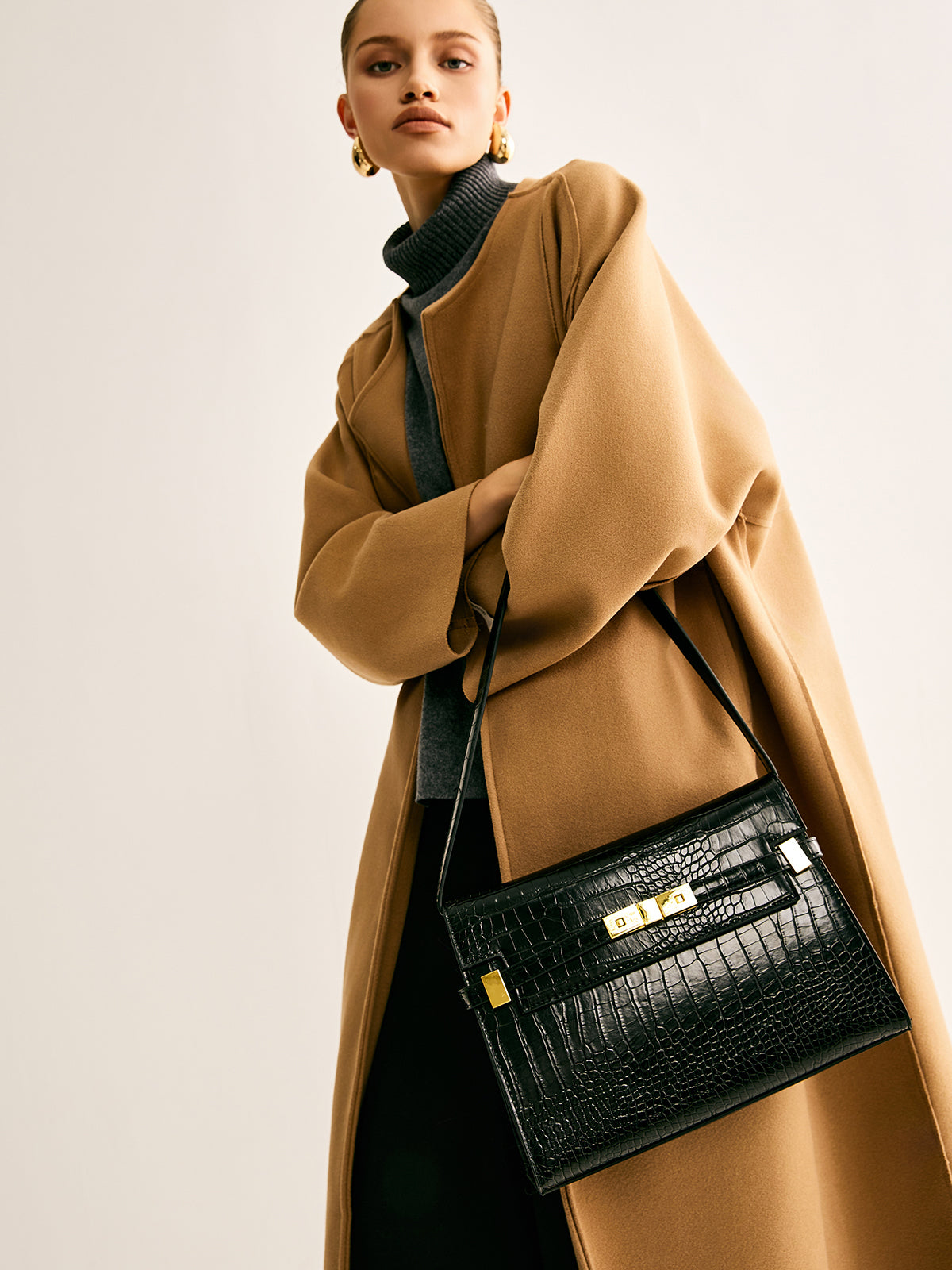 Noir Luxe Krokodil Desenli Çanta