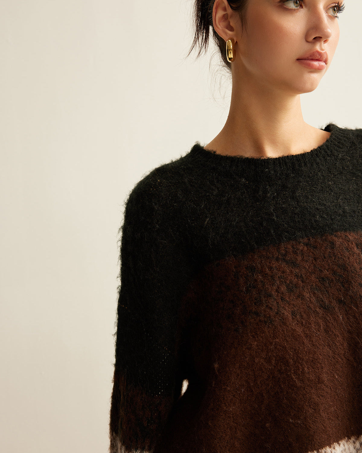 Çok Yönlü Renk Bloklu Bol Kazak