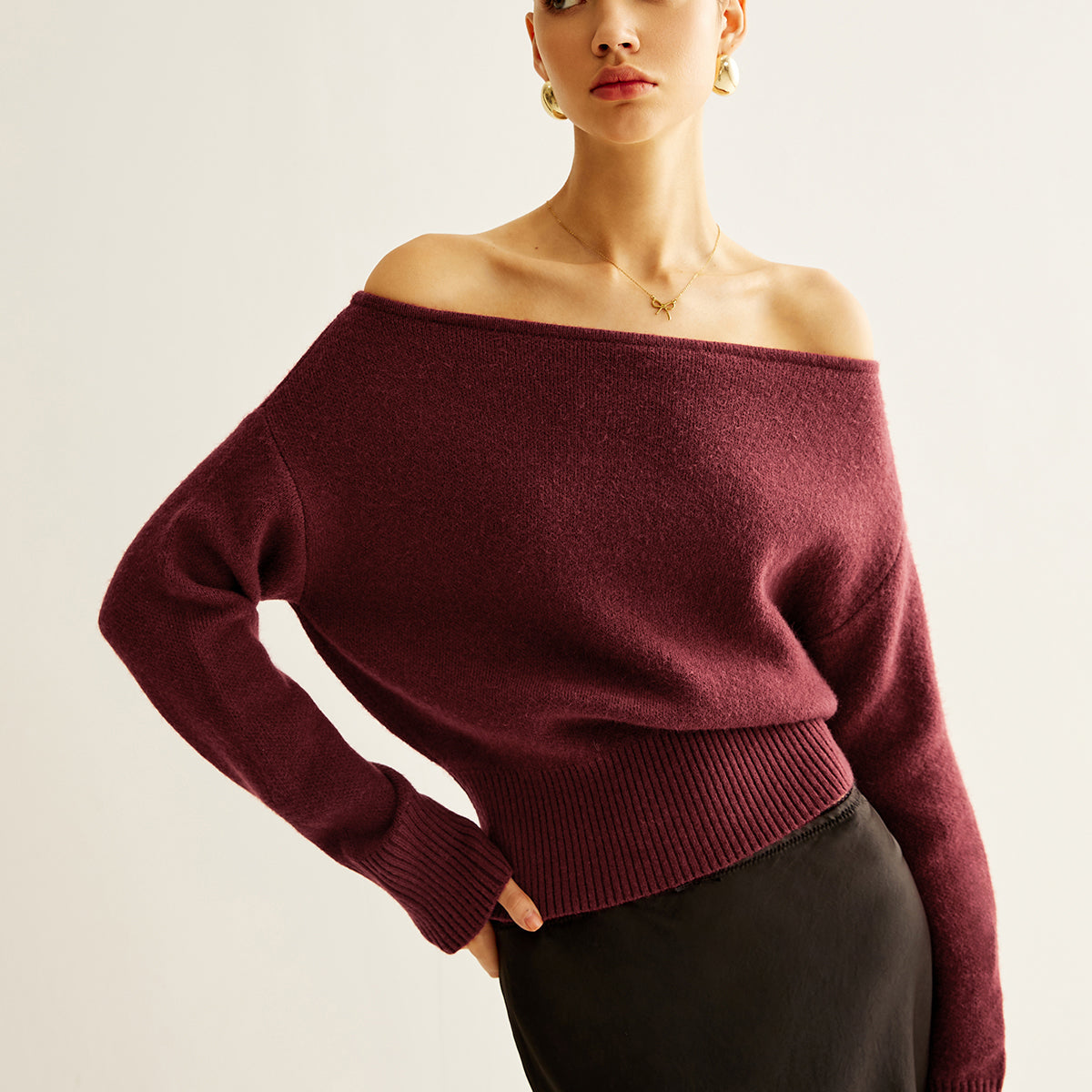 Soğuk Omuzlu Sıkma Kazak