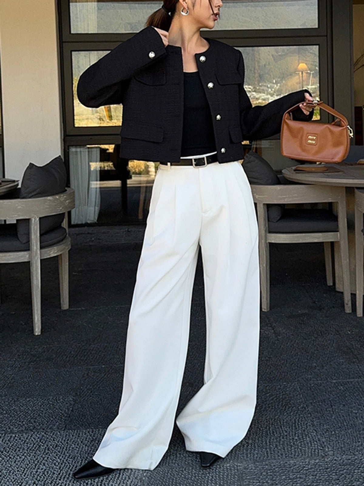 Düğmeli Tweed Ceket