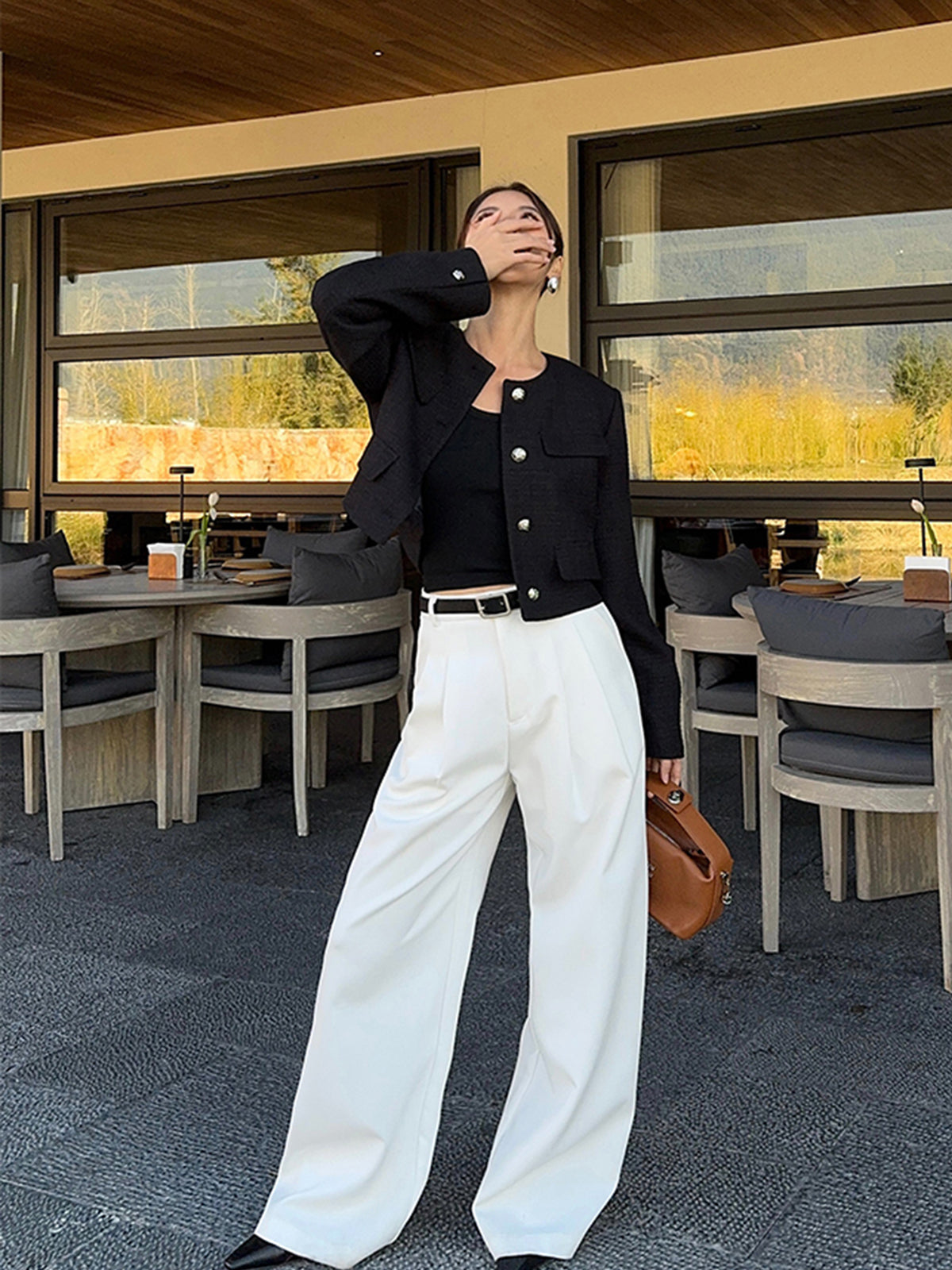 Düğmeli Tweed Ceket