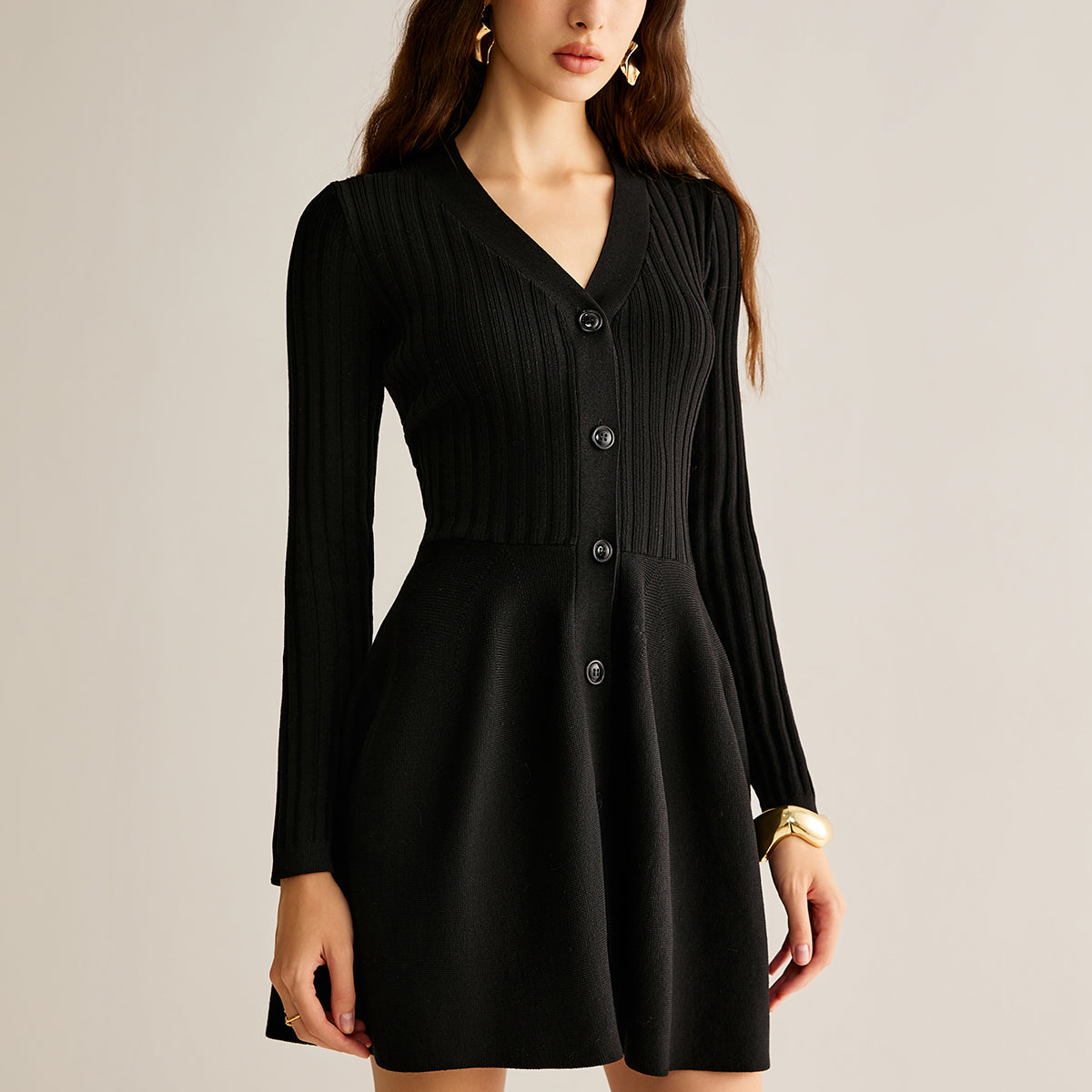 Göğüslü Uçuşan Kazak Kısa Elbise