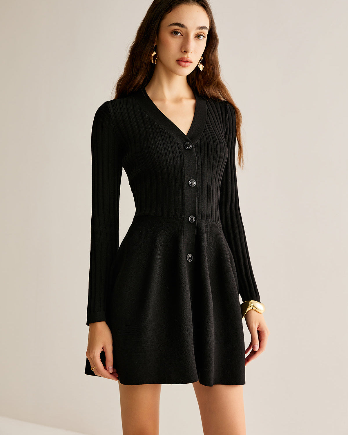 Göğüslü Uçuşan Kazak Kısa Elbise