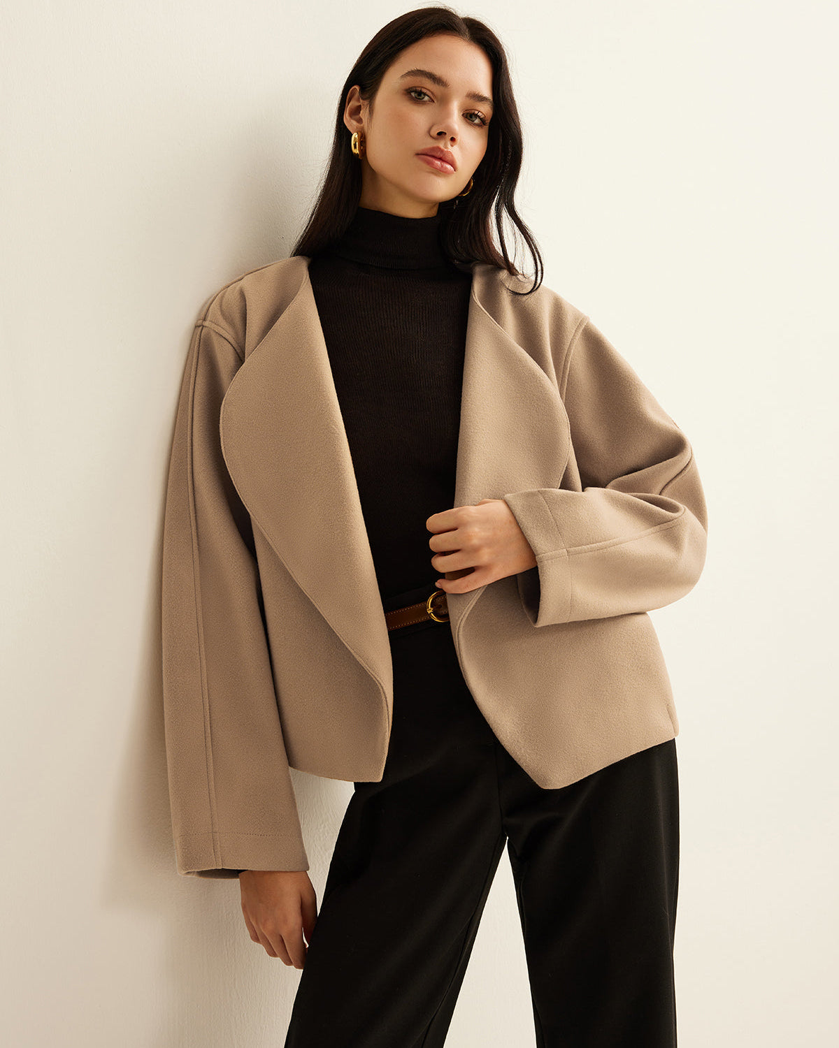 Düz Yakalı Shift Ceket