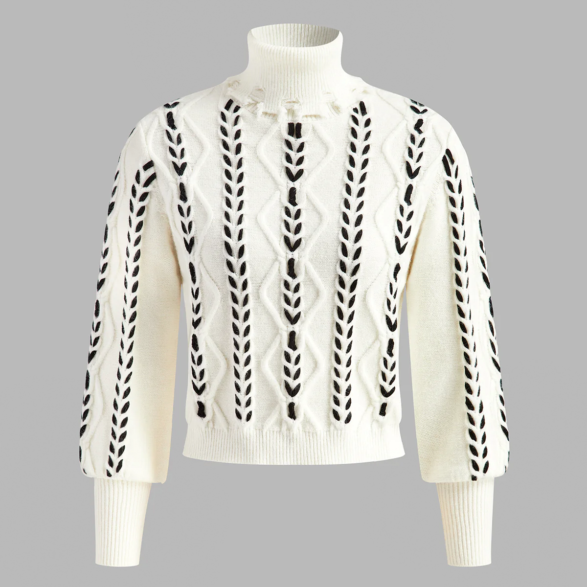 Turtleneck Raw Hem Twist Kazak