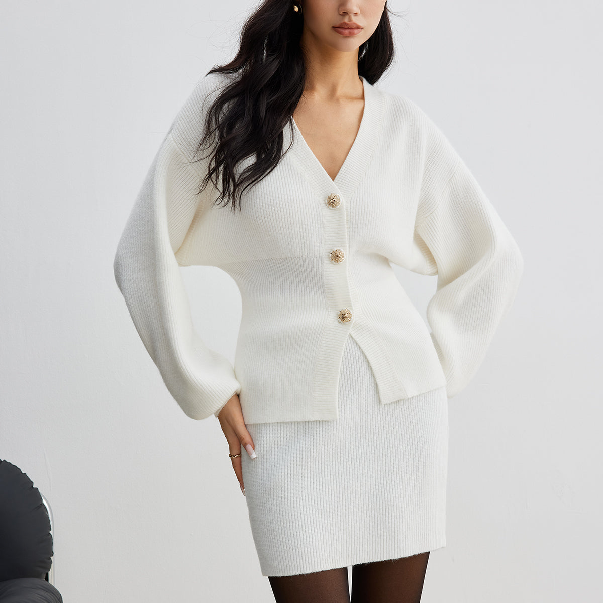 Şık Ribanalı Triko Mini Etek