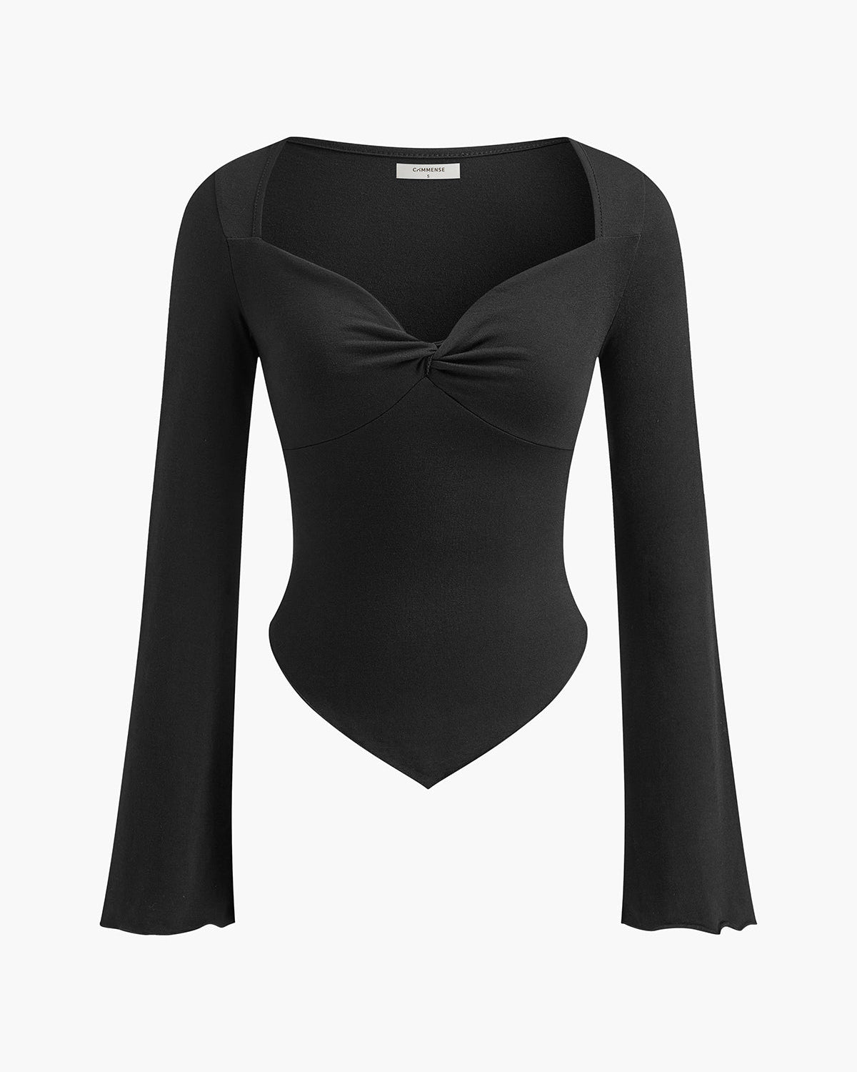 Asimetrik Kalp Yaka Bağlamalı Jarse Bluz