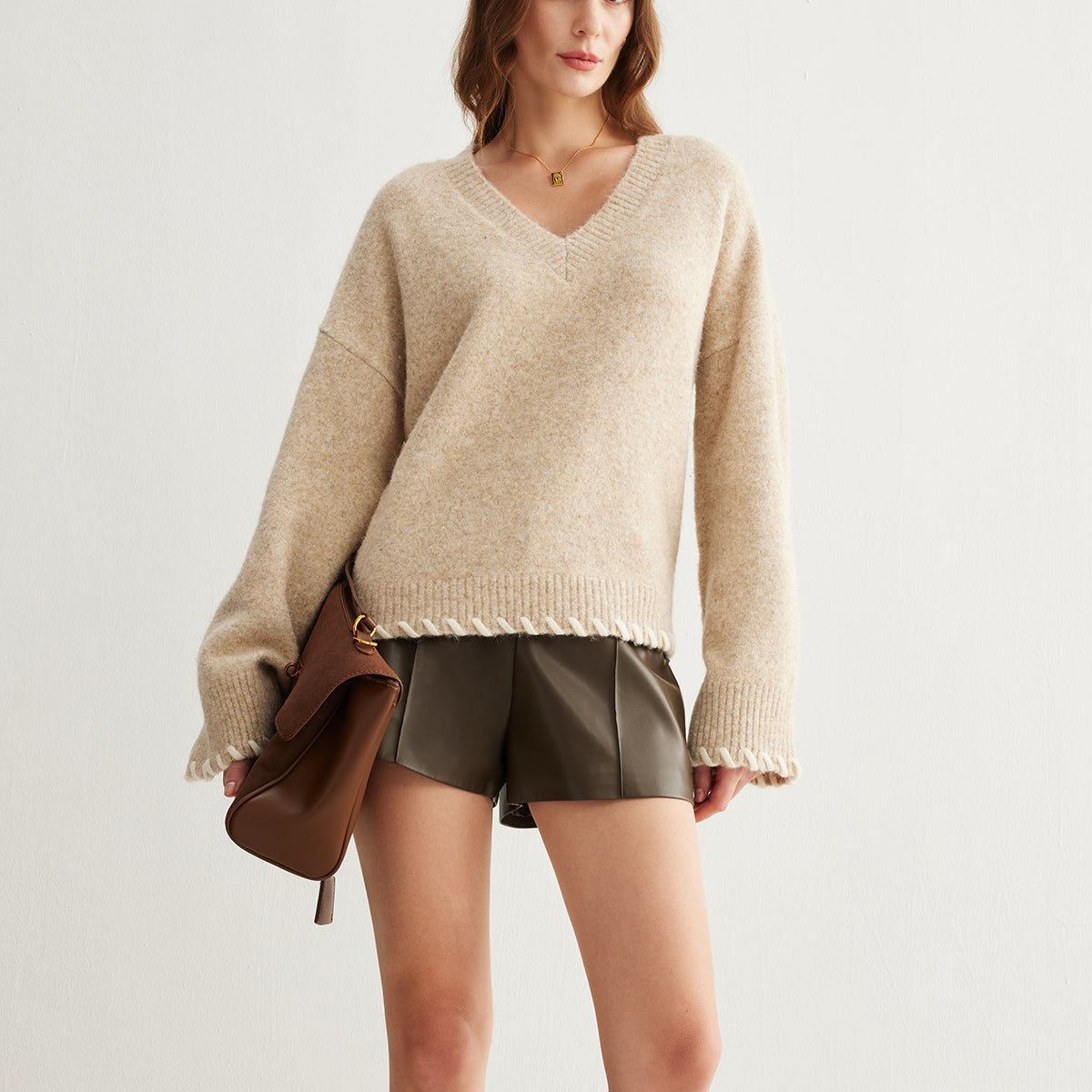 Yün Karışımlı İşlemeli Biyeli Kazak