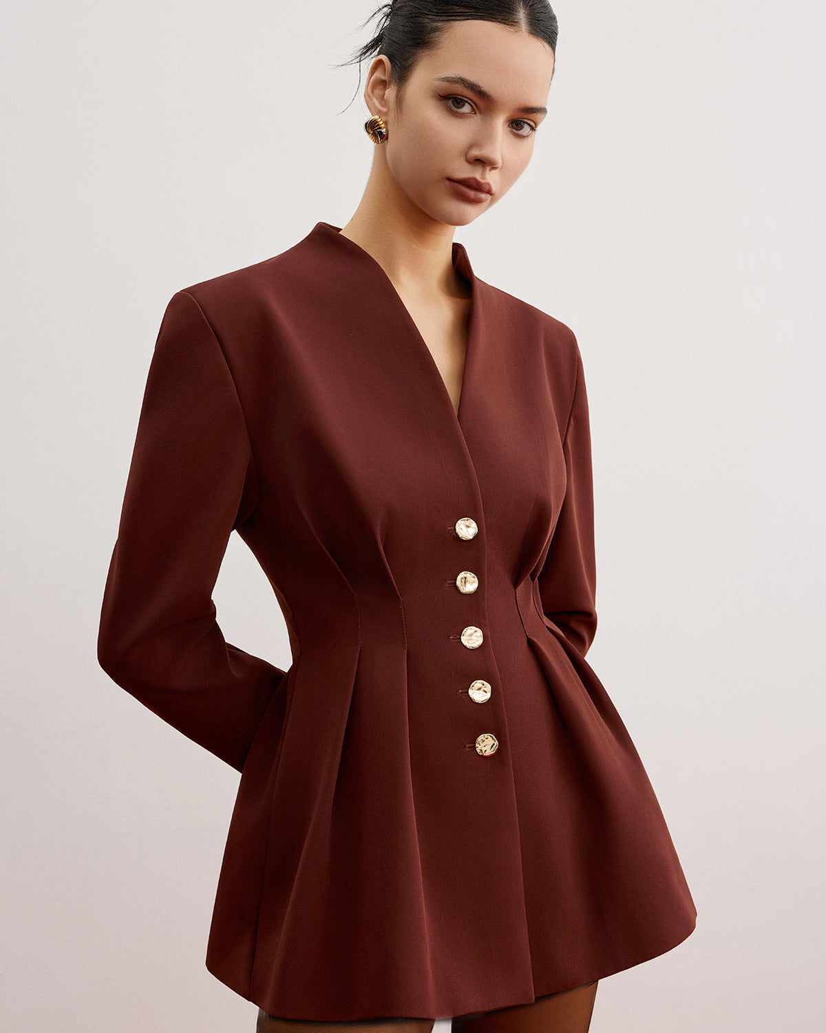 Pileli Büzgülü Vatkalı Blazer