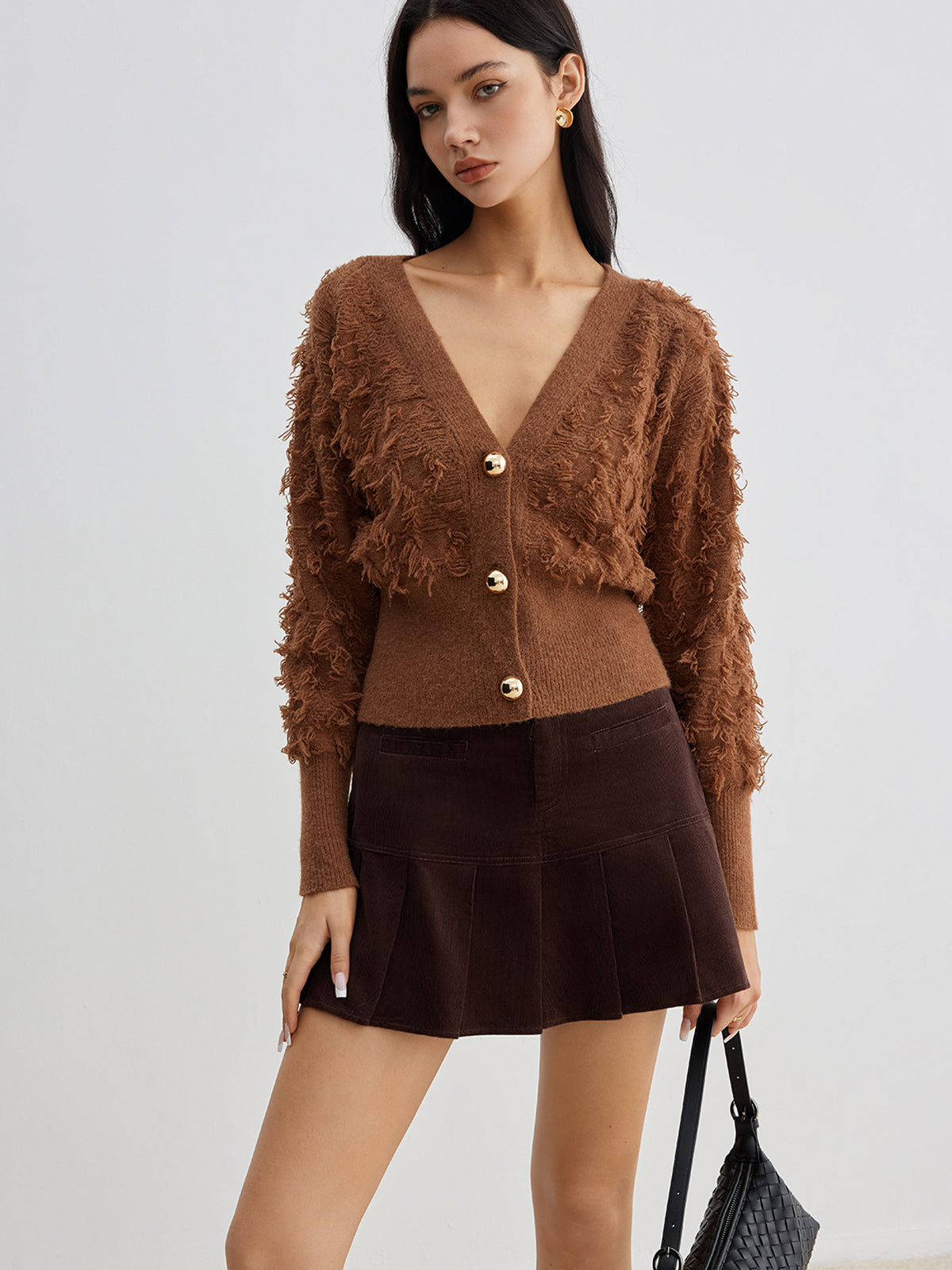 Püsküllü Paça Düğmeli Büzgülü Hırka