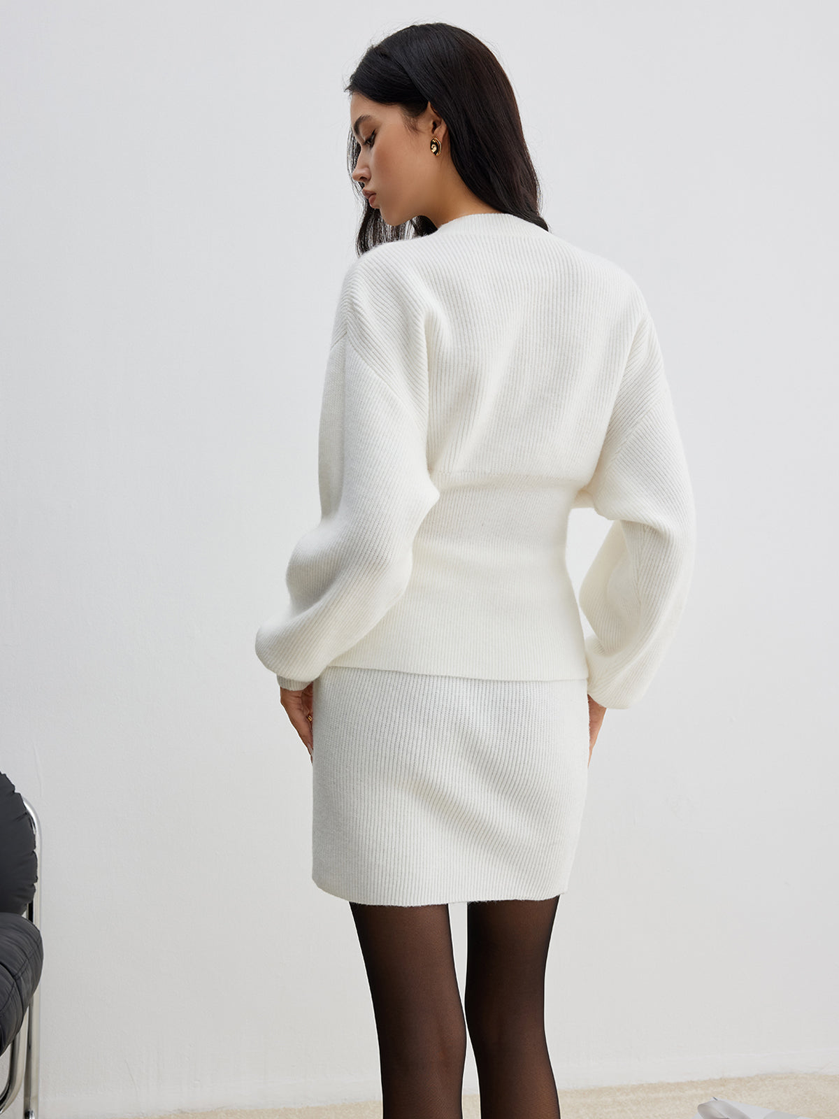 Şık Ribanalı Triko Mini Etek