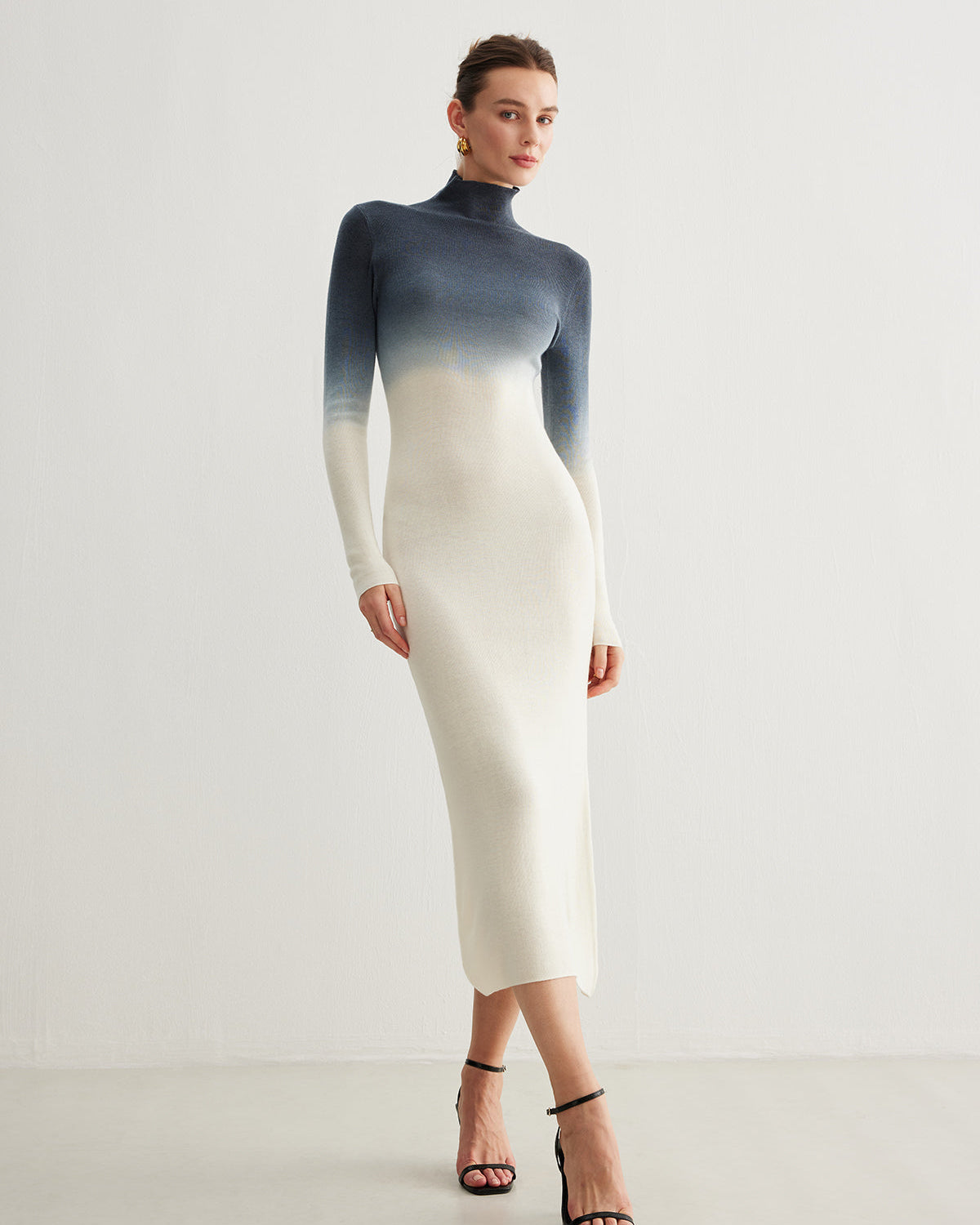 Degrade Batik Slim Fit Maxi Elbise