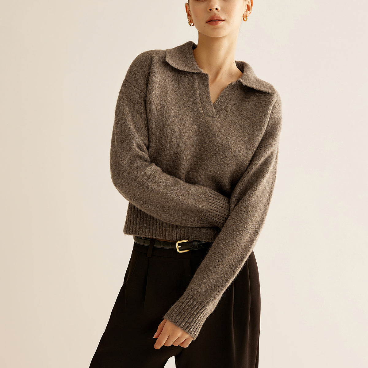 Yün Karışımlı Polo Kazak