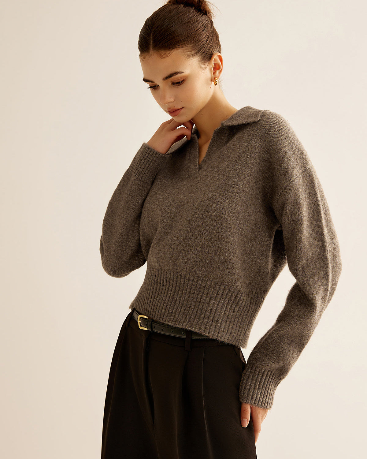 Yün Karışımlı Polo Kazak