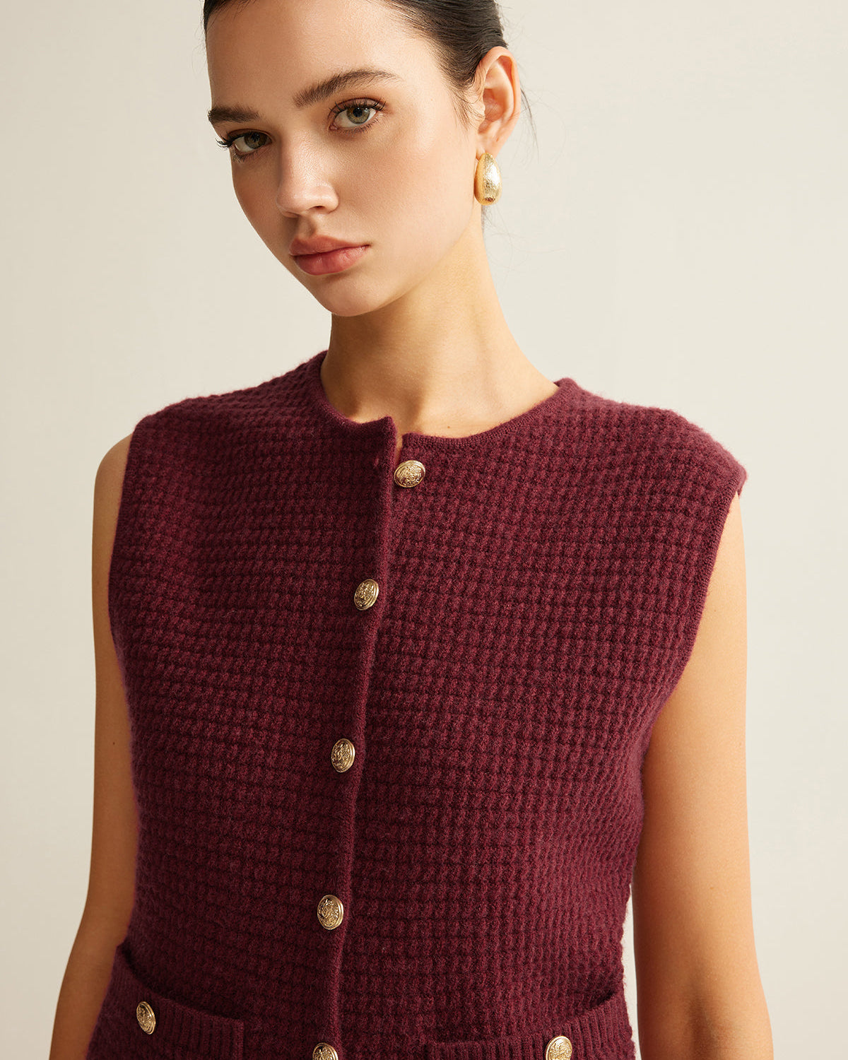 Düğmeli Rahat Kazak Yelek