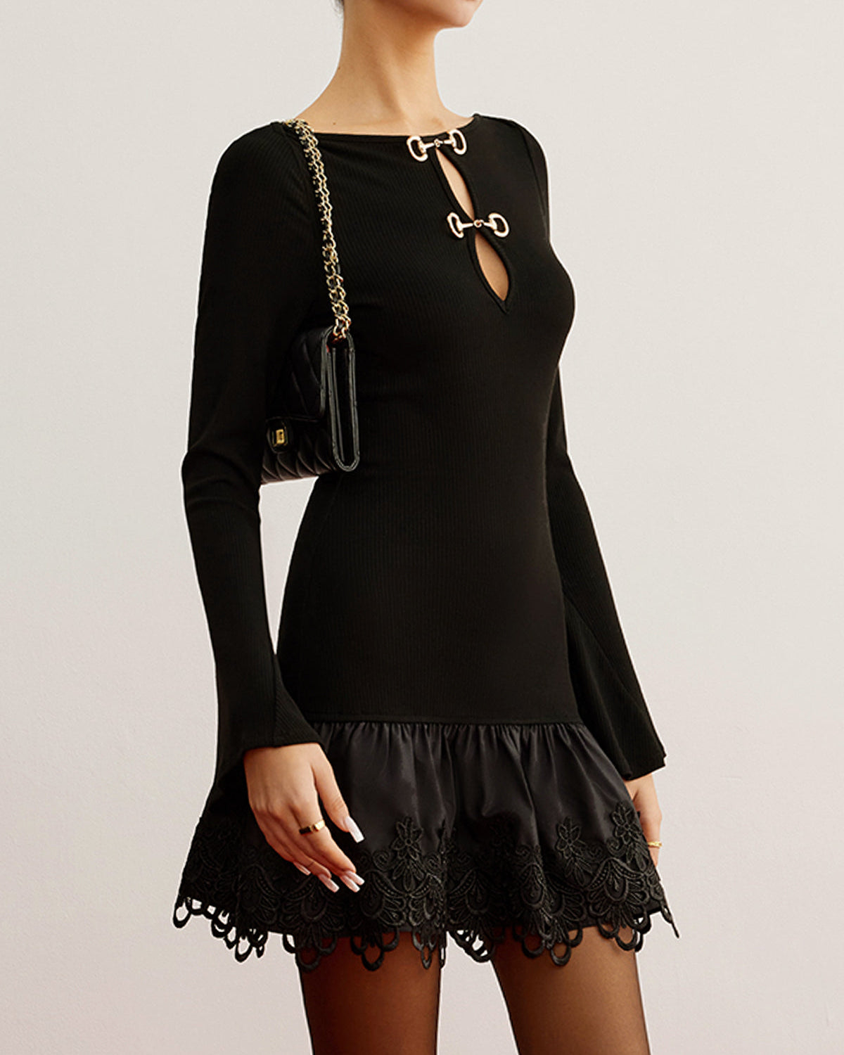 Kesik Detaylı Jarse Elbise