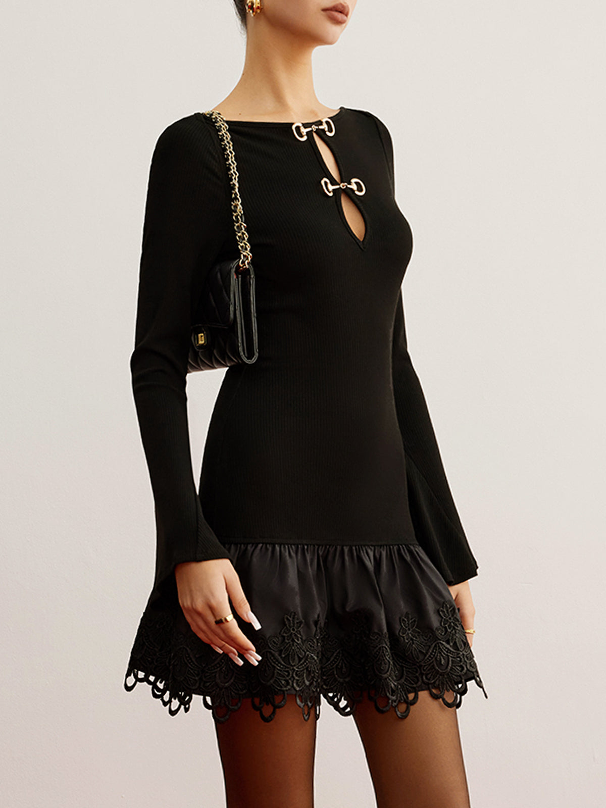 Kesik Detaylı Jarse Elbise