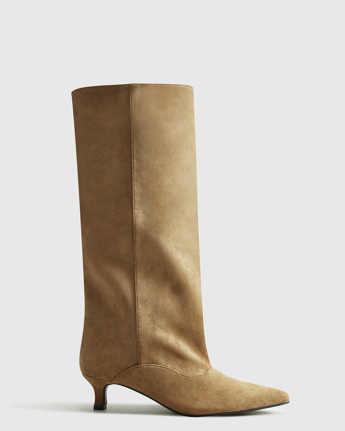 Süet Diz Boyu İnce Topuklu Çizme