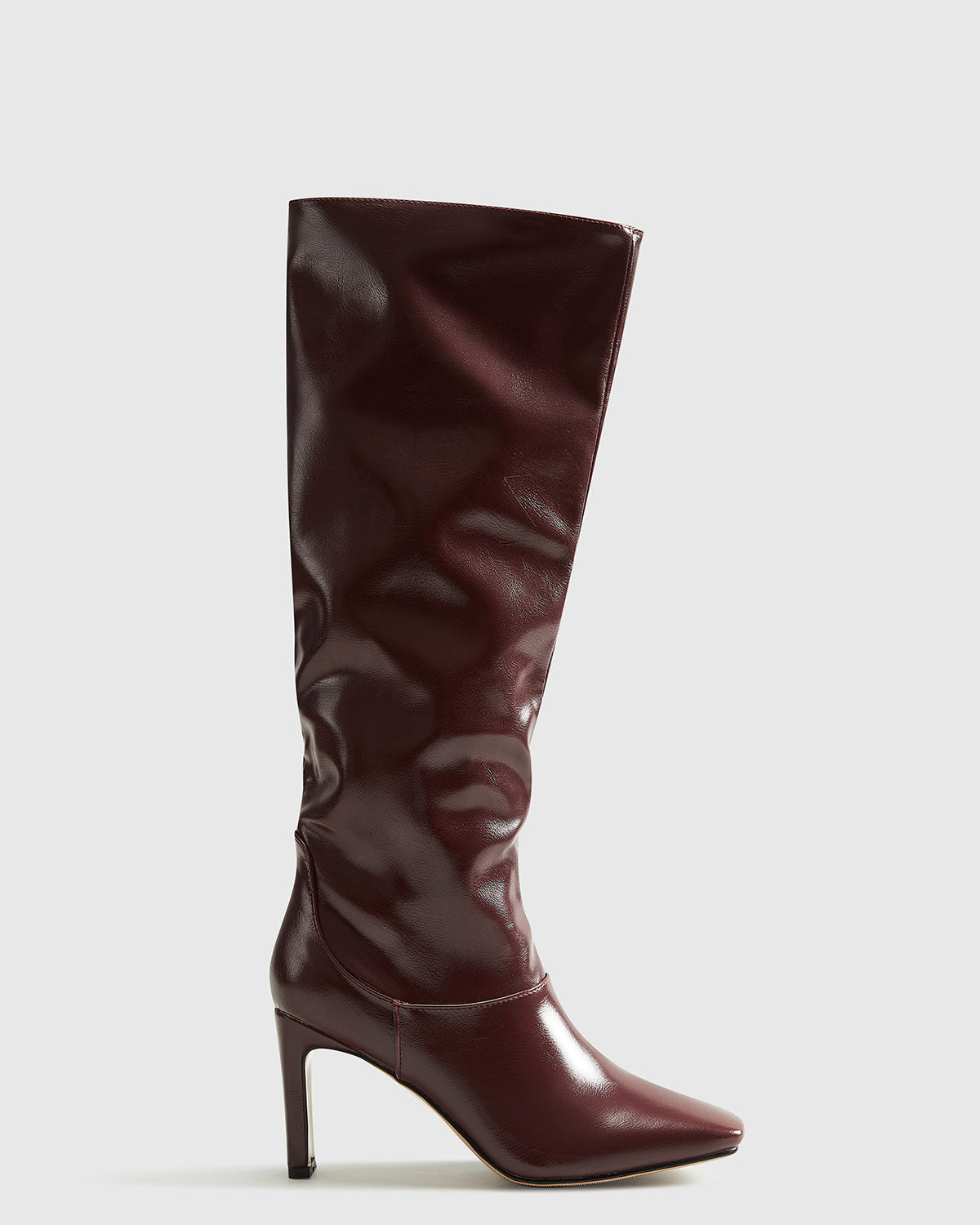 Yüksek Topuklu Kare Burunlu Diz Boyu Bot