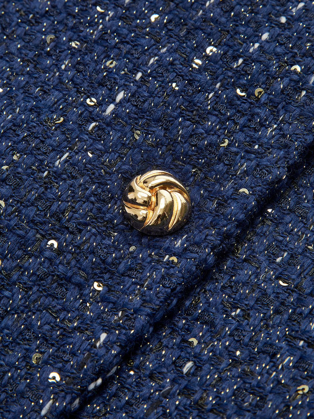 Payet Süslemeli Düğmeli Tweed Yelek