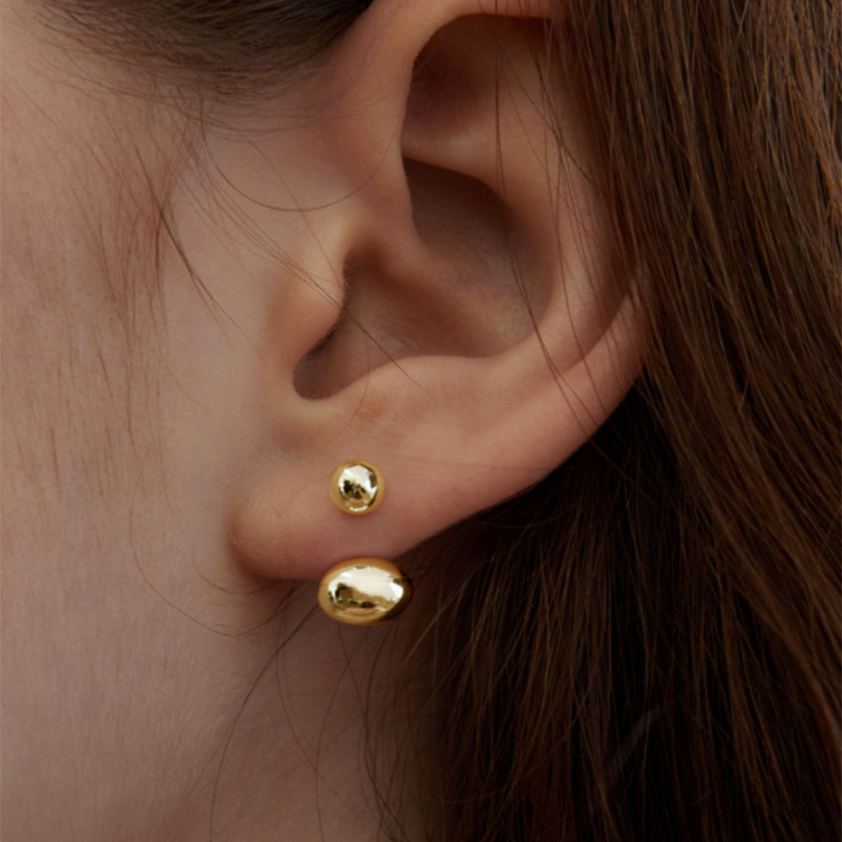 Oval Fasulye Formlu Küpe