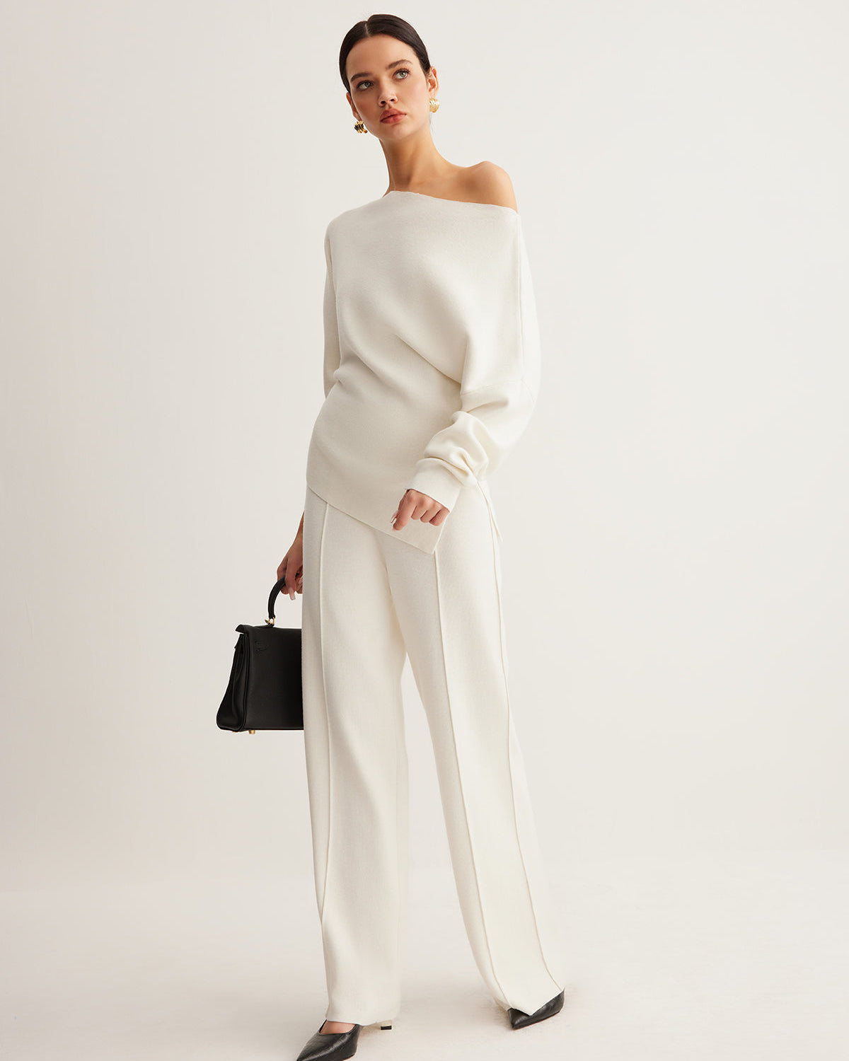 Yün Karışımlı Şeritli Pantolon