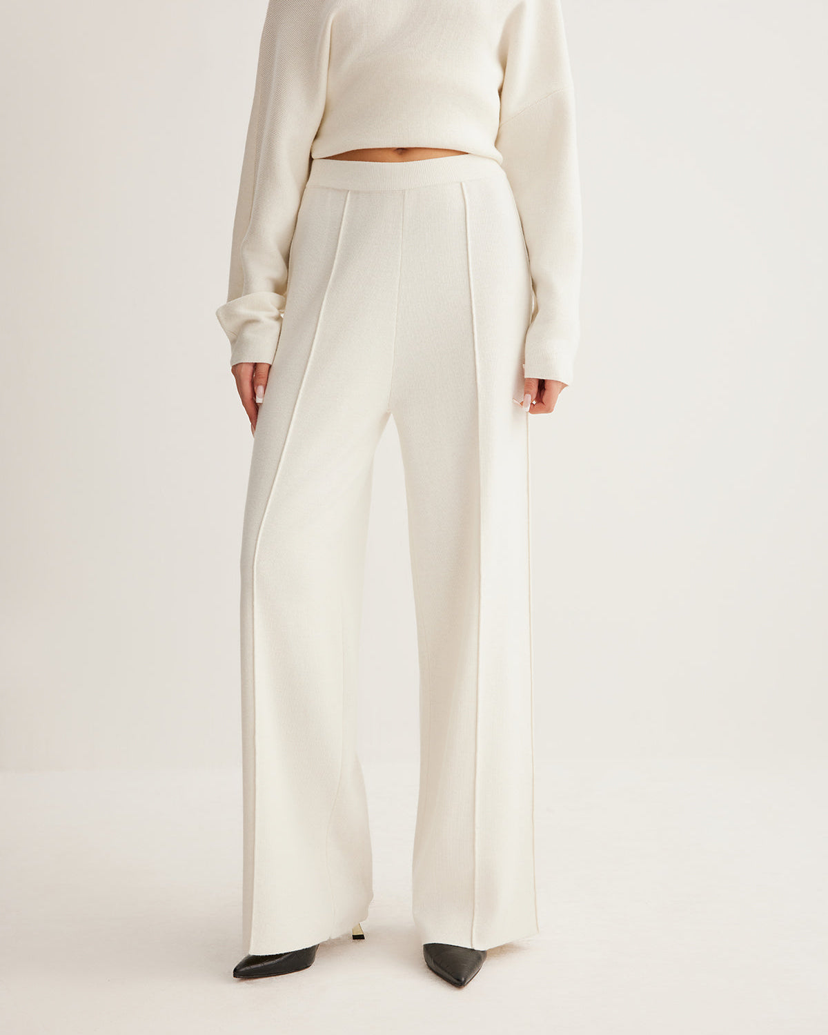 Yün Karışımlı Şeritli Pantolon