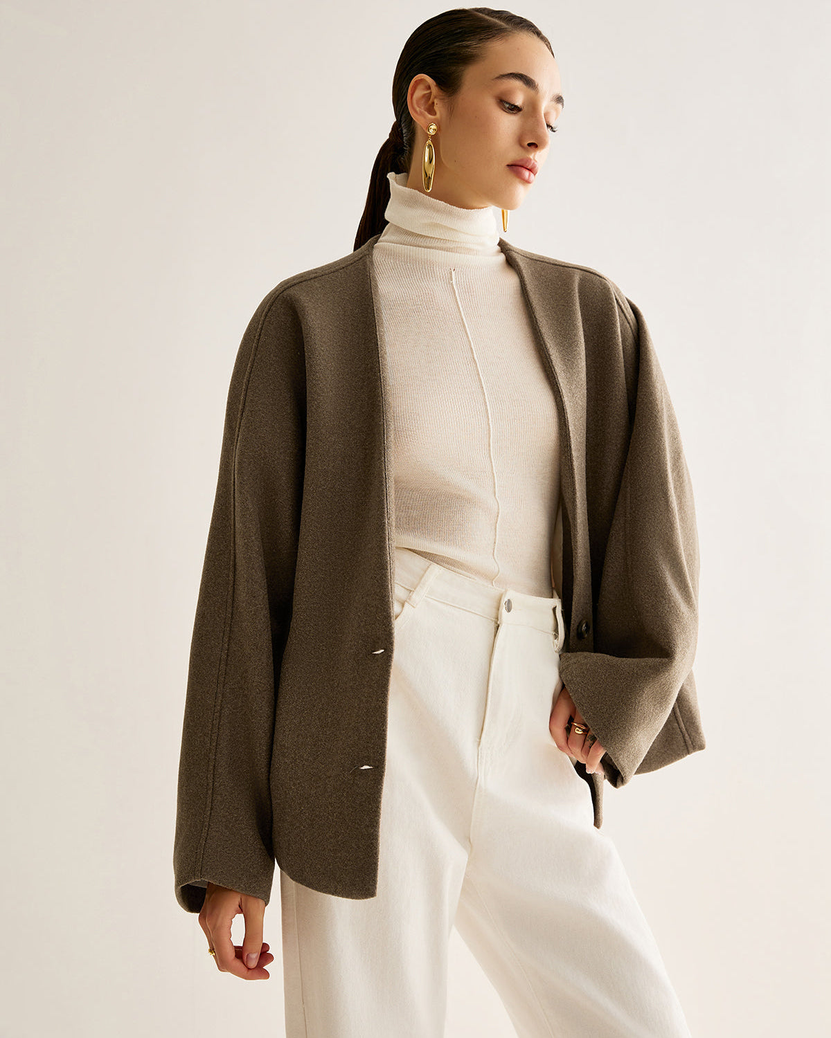 V Yaka Bol Sıcak Ceket