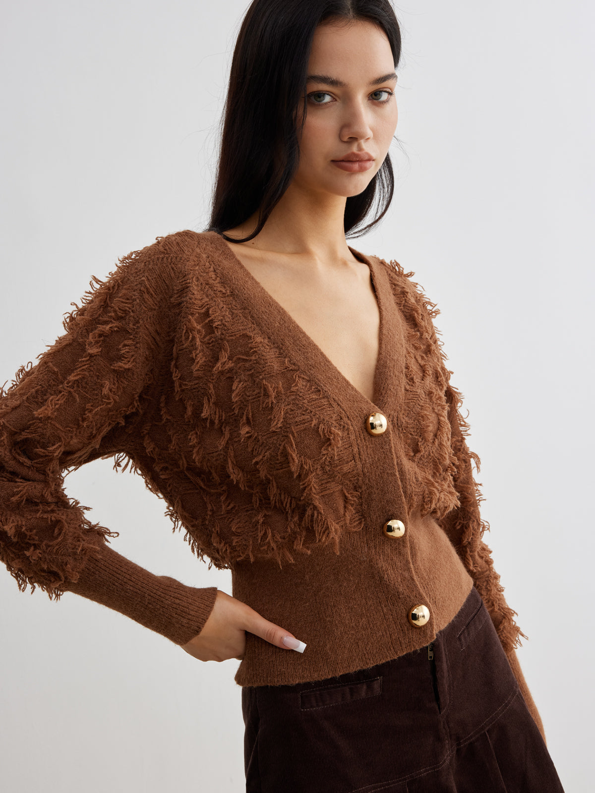 Püsküllü Paça Düğmeli Büzgülü Hırka