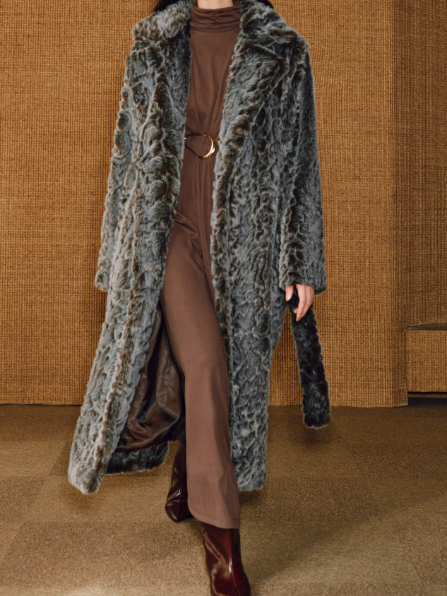 Turtleneck Düğümlü Pileli Uzun Elbise