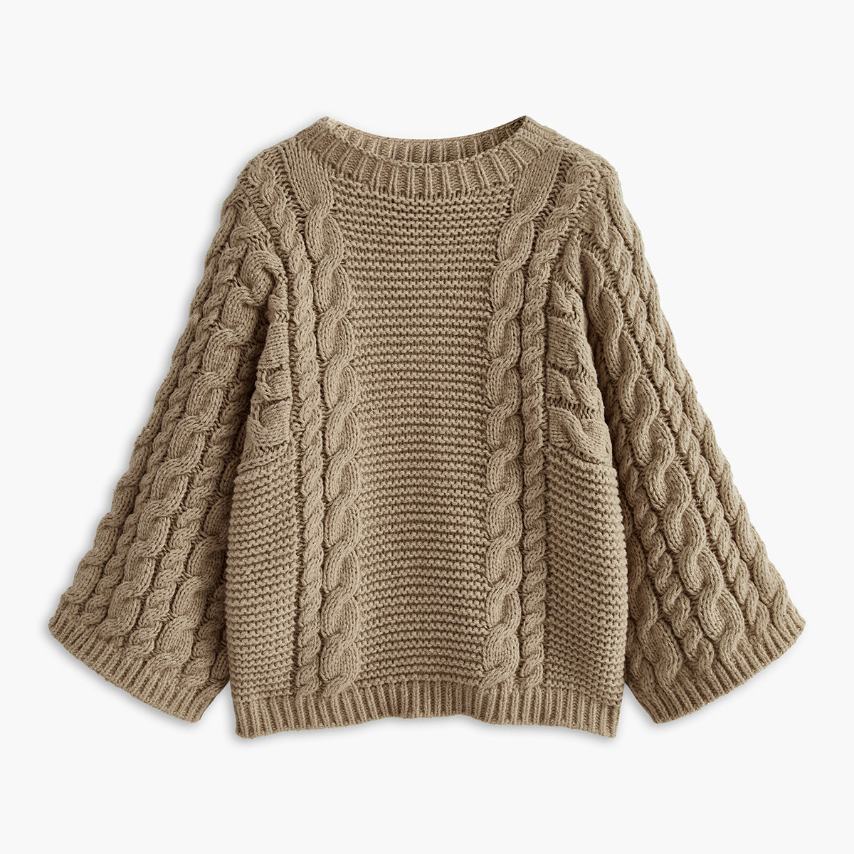 Leisure Yuvarlak Yaka Kablo Örgü Kazak