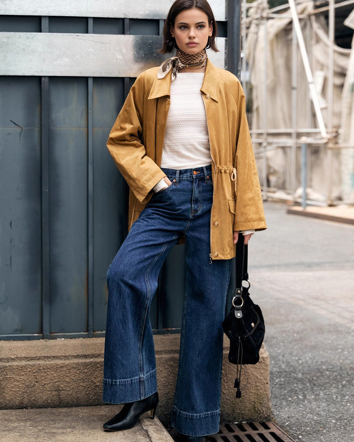 Yarı Şeffaf Parmak Delikli Pileli Üst