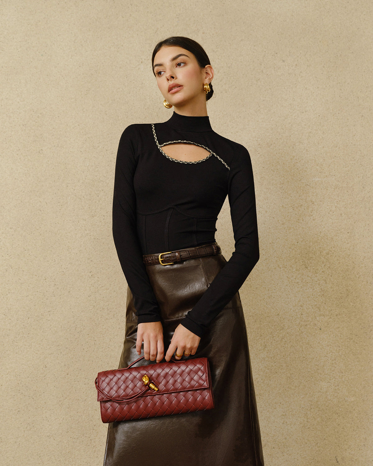 Kontrast Biyeli Kesik Detaylı Bluz