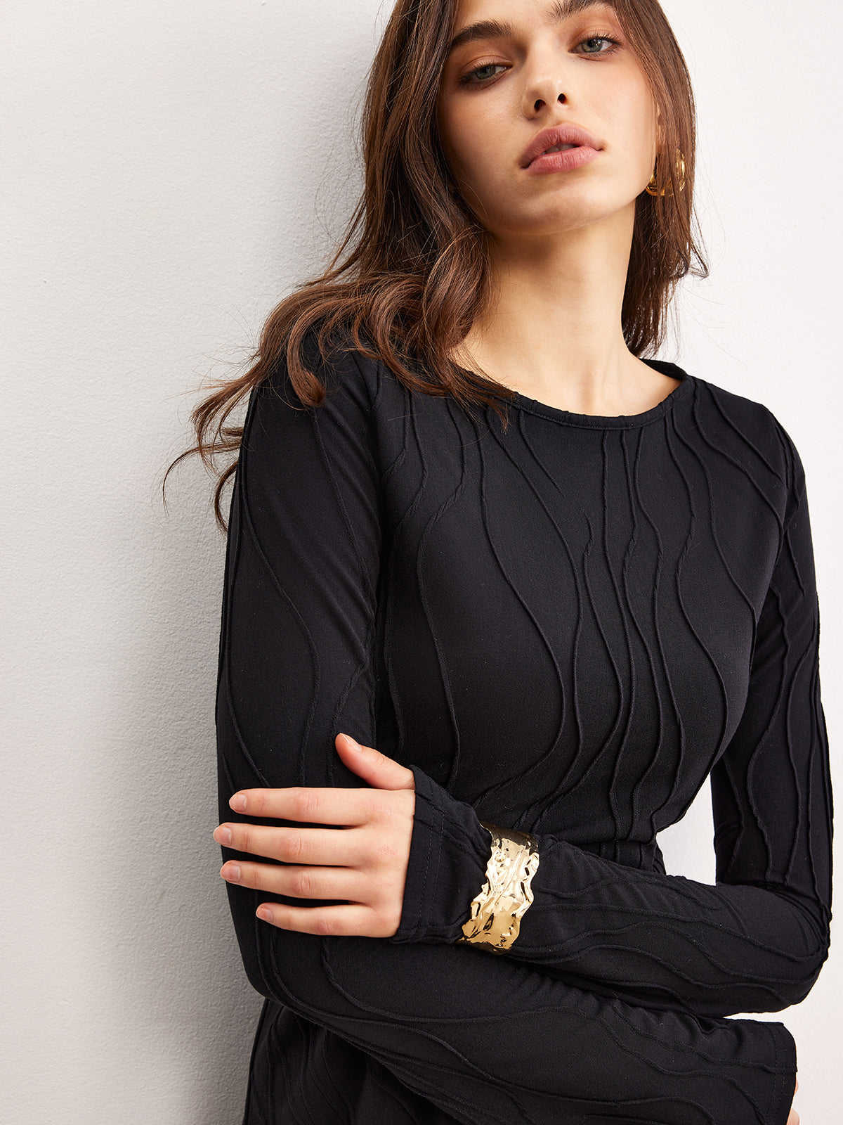 Düz Biyeli Jarse Elbise