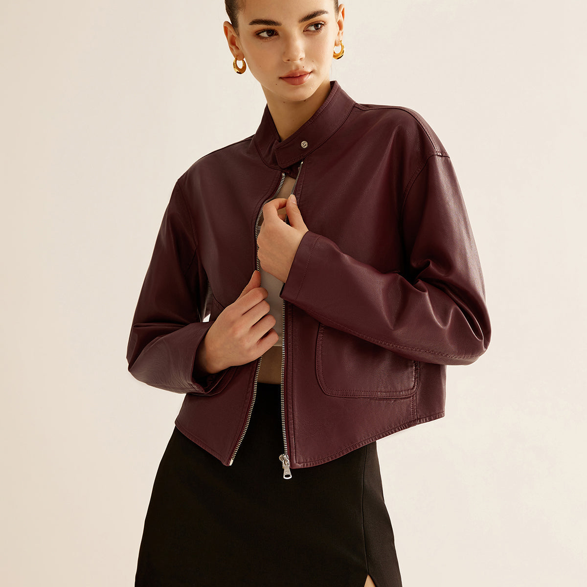 Çok Yönlü Fermuarlı Suni Deri Ceket