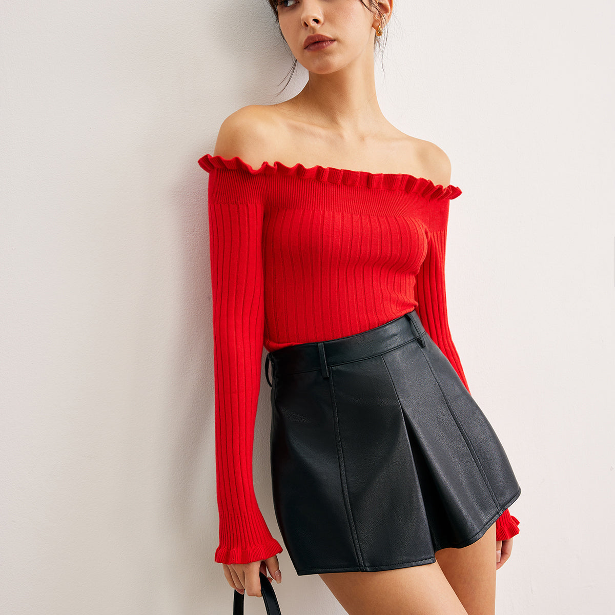 Straplez Marul Yaka Kazak Bluz