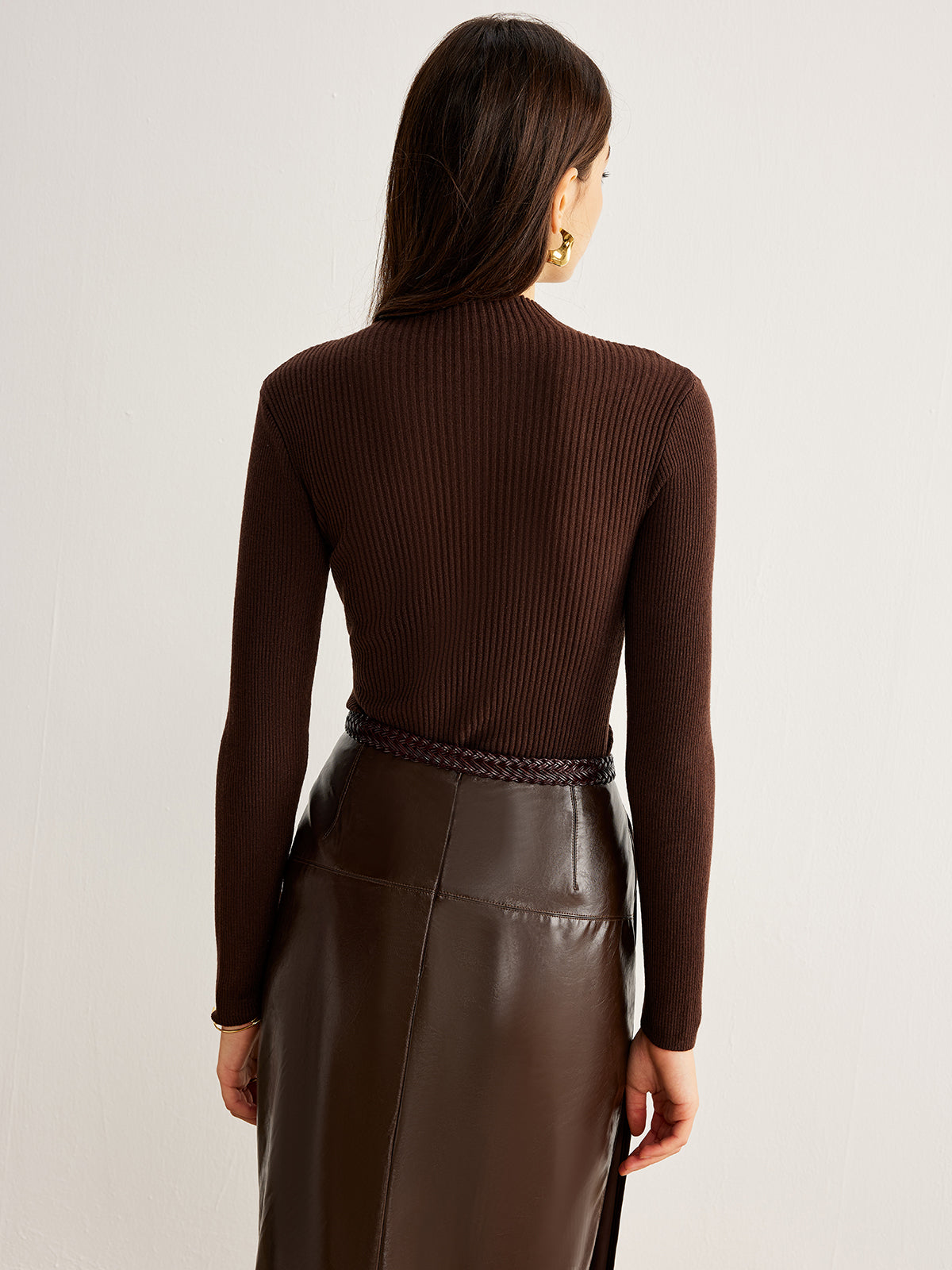 Retro Yün Karışımlı Panel Detaylı Dar Kazak