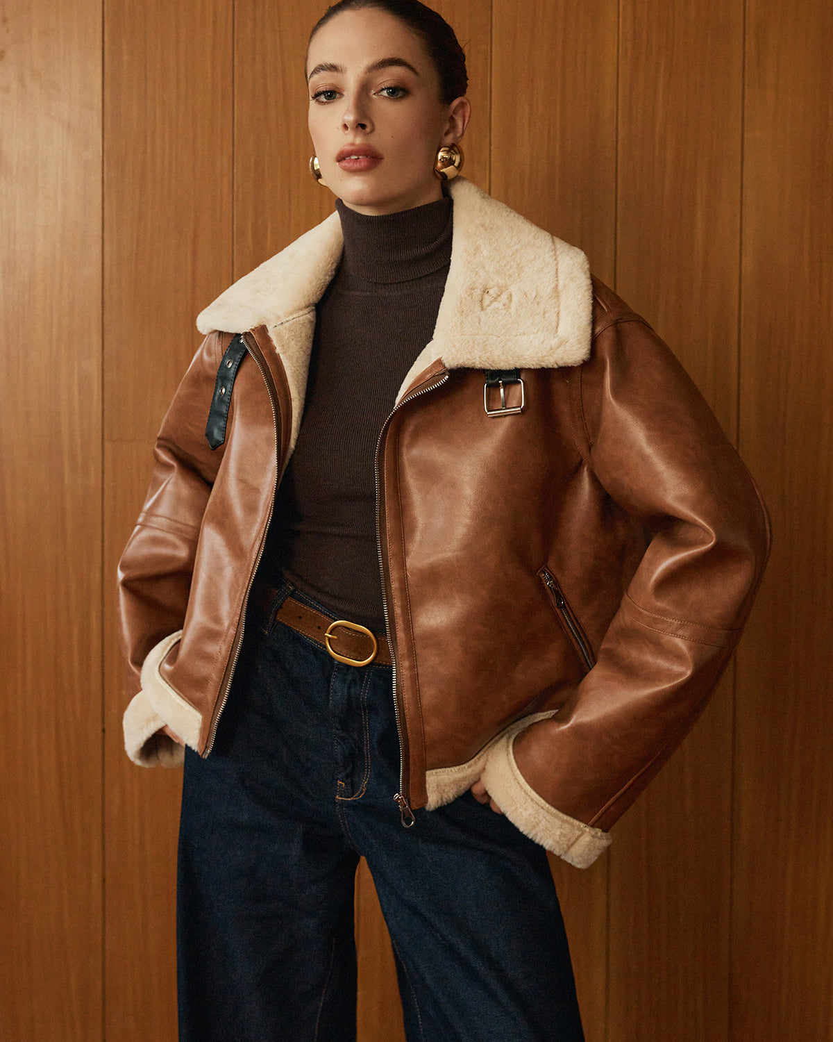 Minky Suni Deri Fermuarlı Ceket