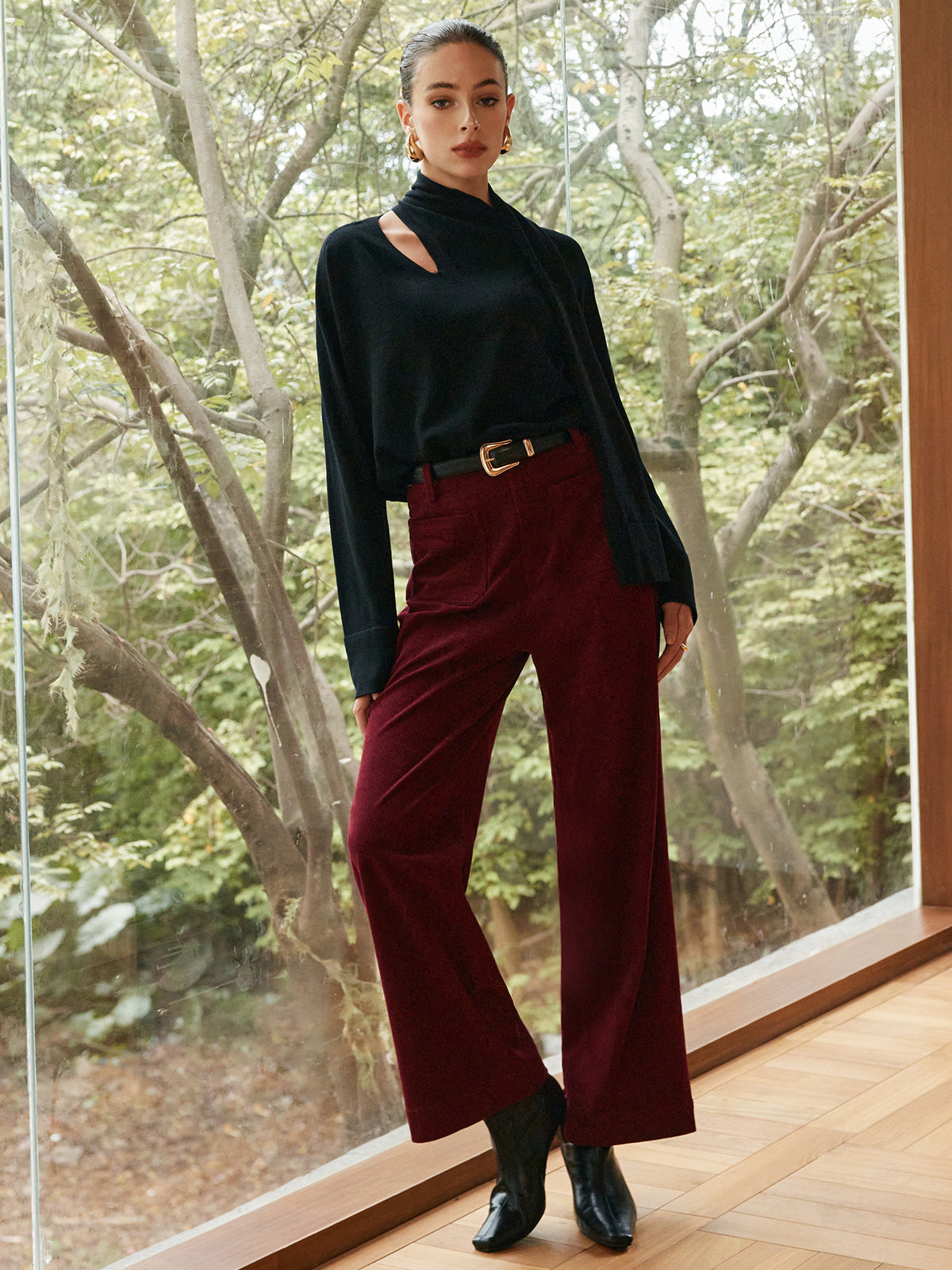 Minimalist Yün Karışımlı Atkılı Kazak