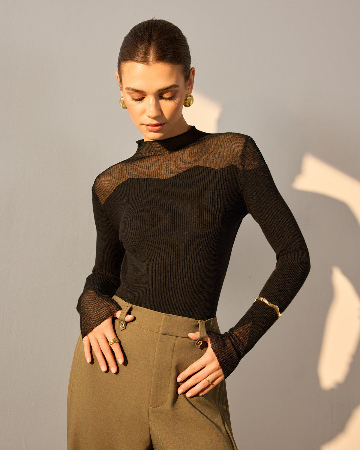 Balıkçı Yaka Örgü Panel İnce Kazak