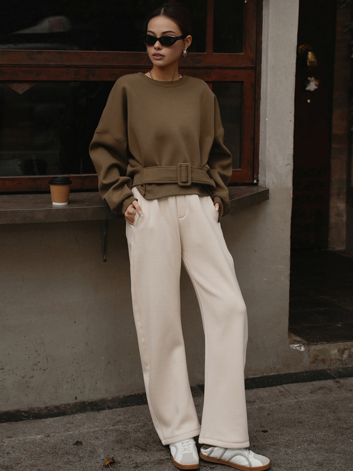 Kuşaklı Kısa Sweatshirt