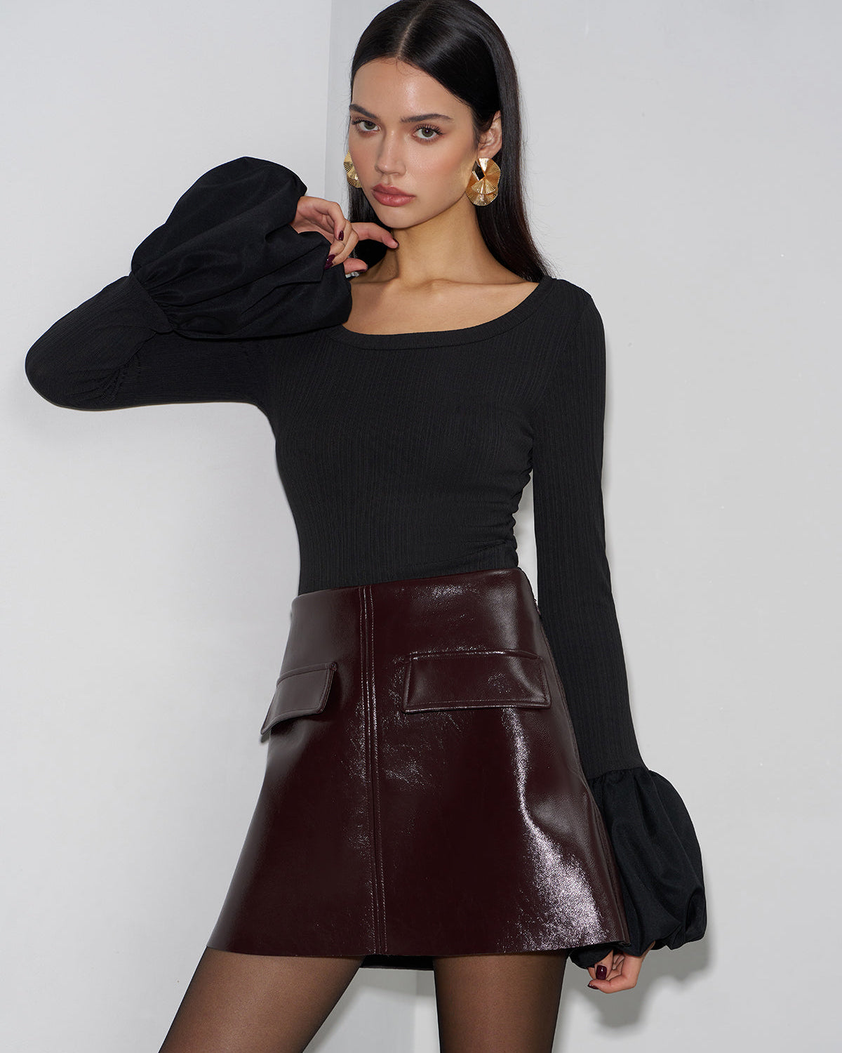 Tomurcuk Manşet Detaylı Dar Kesim Tişört