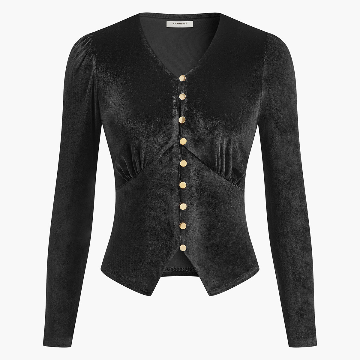 Kadife Yırtmaç Düğmeli Bluz