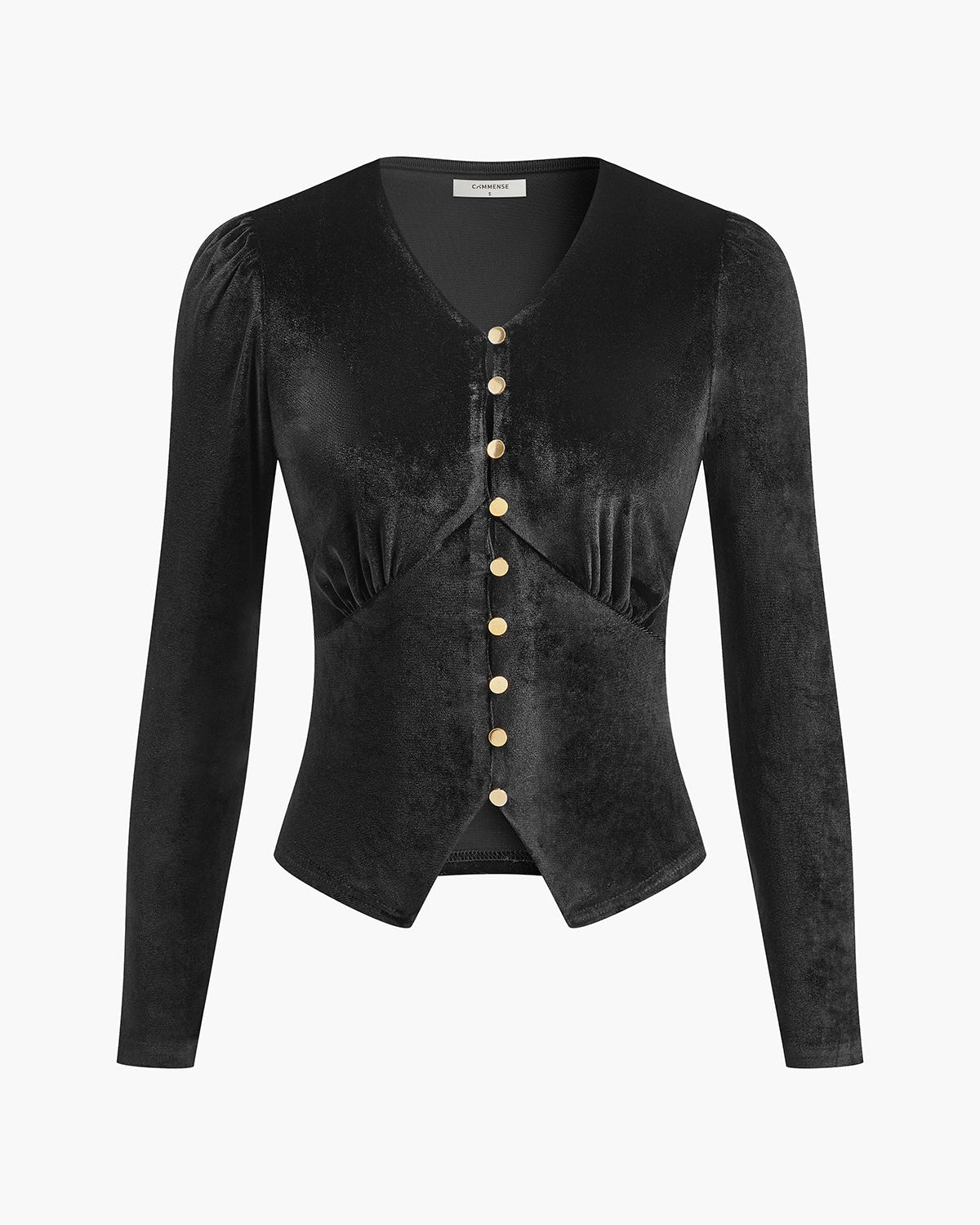 Kadife Yırtmaç Düğmeli Bluz