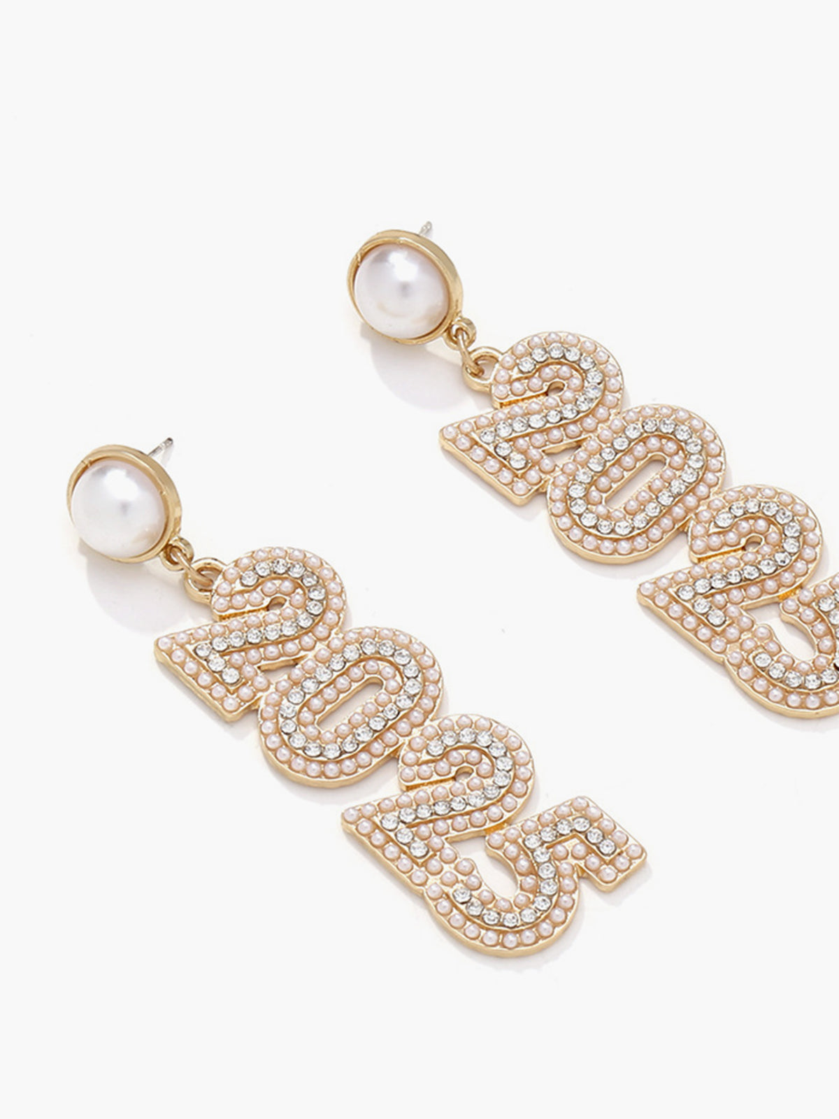 Taş İşlemeli 2025 Yeni Yıl Sarkan Küpe