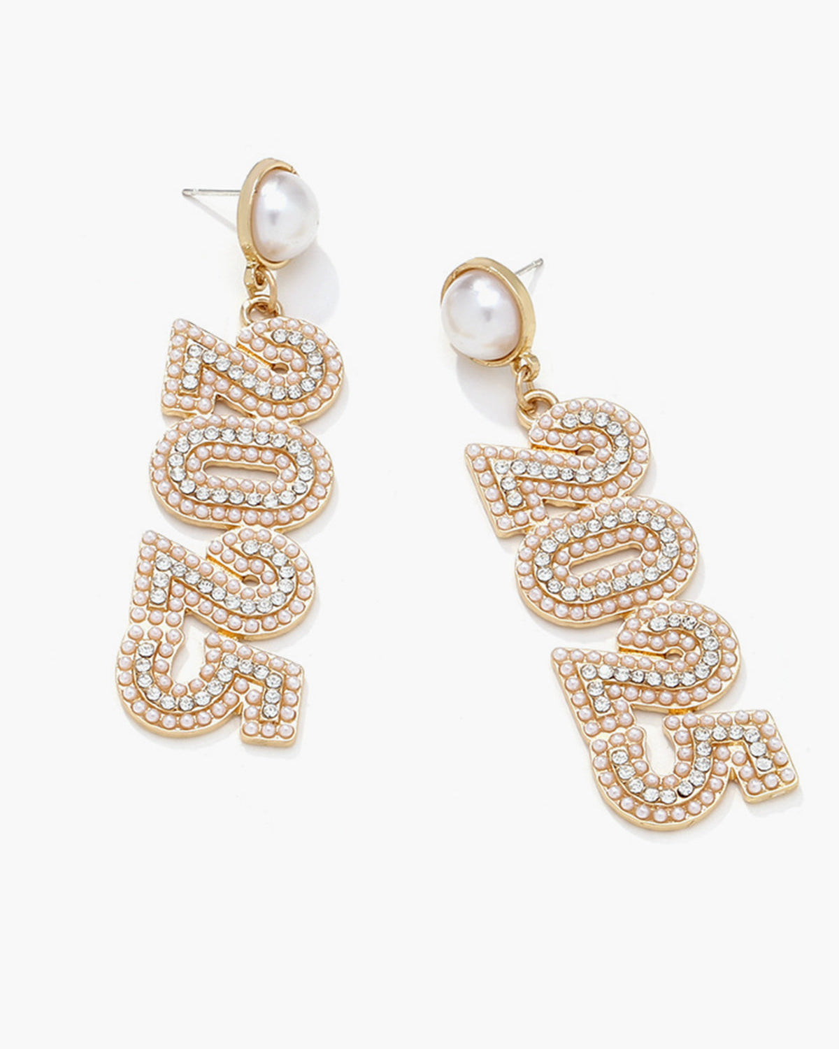 Taş İşlemeli 2025 Yeni Yıl Sarkan Küpe