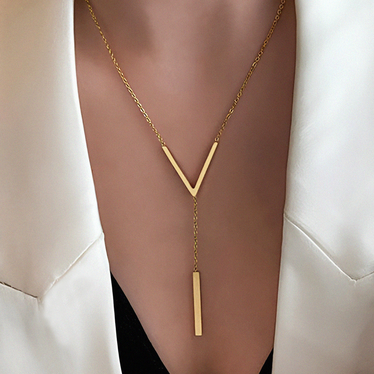 Geometrik Kolye Uçlu Zincir Kolye