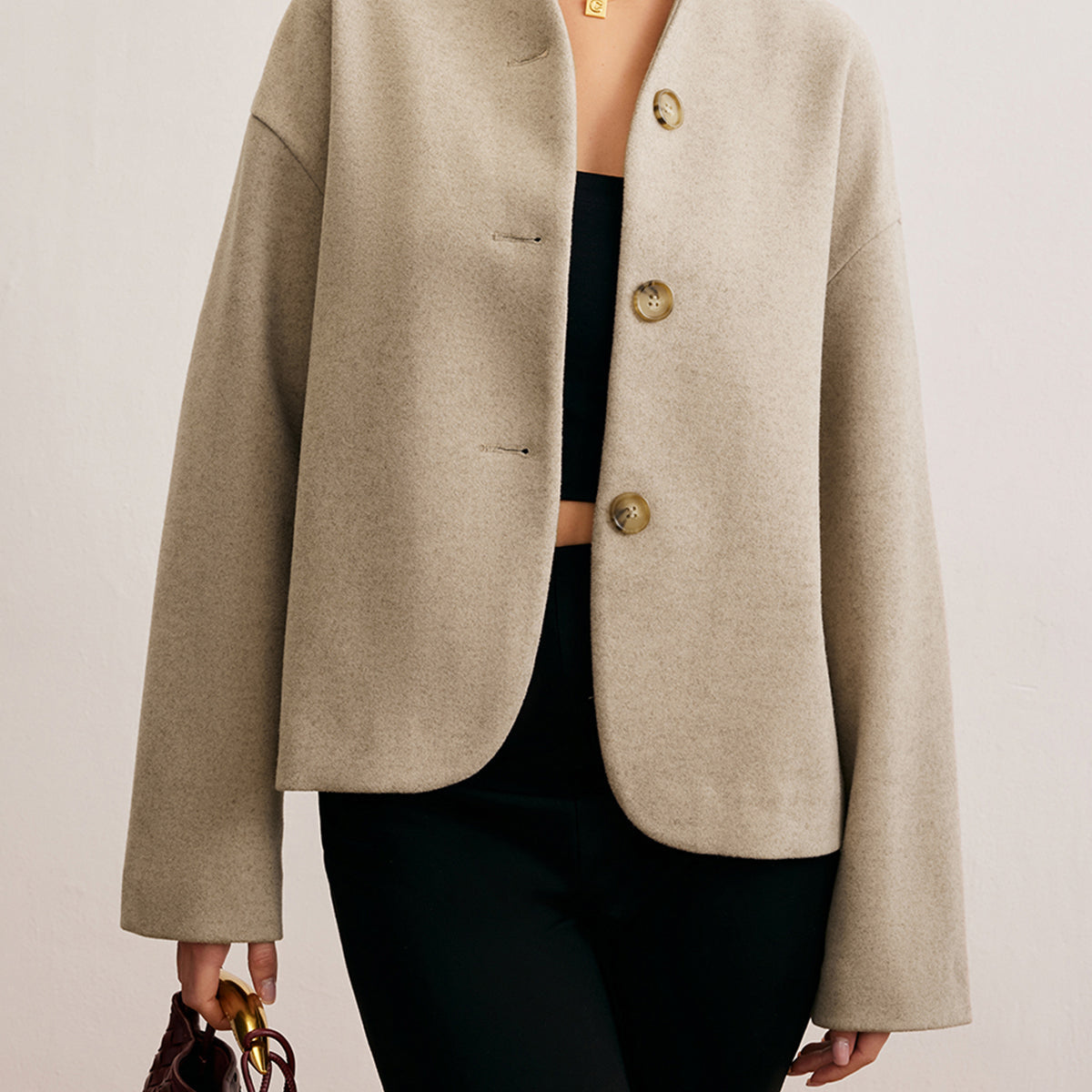 Minimalist Düz Kesim Düğmeli Hırka