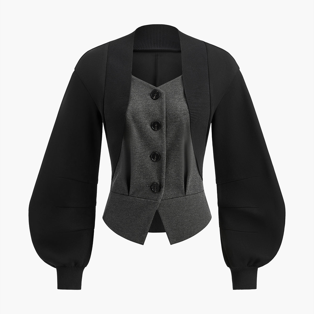 2’si 1 Arada Balon Kol Tweed Ceket